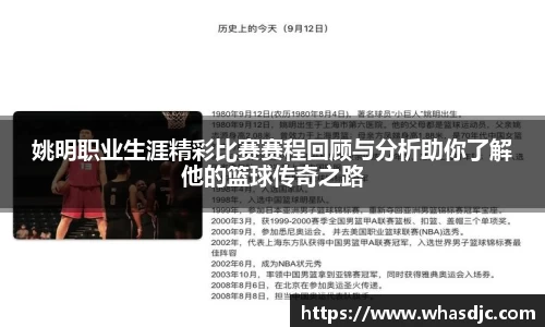 姚明职业生涯精彩比赛赛程回顾与分析助你了解他的篮球传奇之路